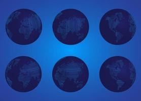 Modern Technology Globe icon set vector