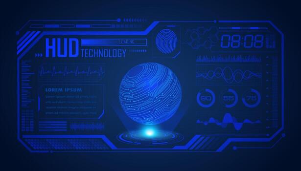 Modern HUD Technology Screen Background with blue globe vector