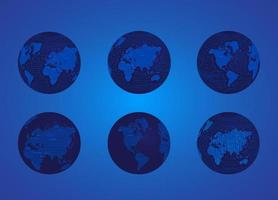 Modern Technology Globe icon set vector