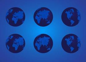 Modern Technology Globe icon set vector