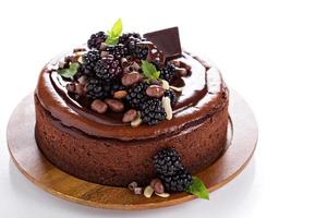 Chocolate cheesecake isolated on white background photo