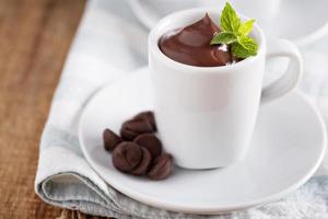 Chocolate pudding in small cups photo