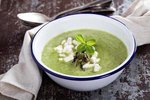 Roasted asparagus and pea soup photo