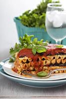 Vegan lasagna with eggplant and tofu photo