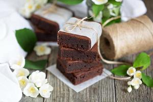 Chocolate mascarpone brownies photo