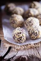 Chocolate truffles with peanut butter photo