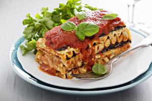 Vegan lasagna with eggplant and tofu photo