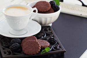 Chocolate cookies with coffee photo