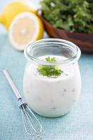 Homemade ranch dressing in a jar photo