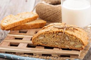 Wholewheat biscotti with milk photo