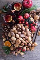 Variety of nuts with shells in a bowl photo