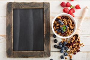 Homemade granola with milk for breakfast photo