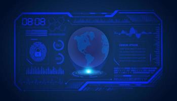 Modern HUD Technology Screen Background with blue globe vector