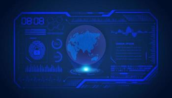 Modern HUD Technology Screen Background with blue globe vector