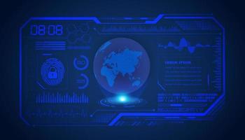 Modern HUD Technology Screen Background with blue globe vector