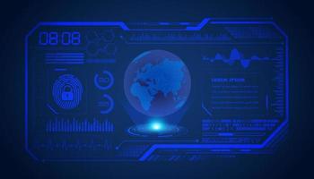 Modern HUD Technology Screen Background with blue globe vector