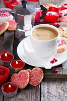Coffee for Valentines day with cookies photo