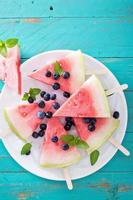 Watermelon popsicles with blueberry photo