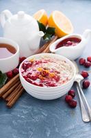 Christmas morning breakfast oatmeal with cranberry photo