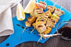 Grilled pork kabobs with peaches photo