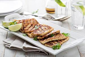 Grilled fried tofu on a plate photo