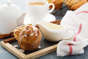 Cinnamon bun for breakfast photo