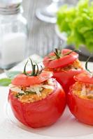 Stuffed tomatoes with cheese and breadcrumbs photo