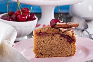 Cherry crumble coffee cake with cinnamon photo