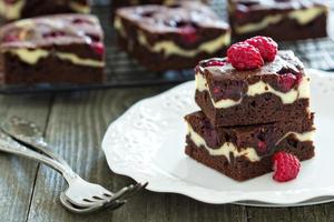 Cheesecake brownies with raspberry and cream cheese swirl photo