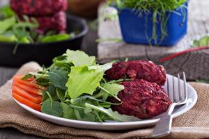 Vegan burgers with beetroot and red beans photo