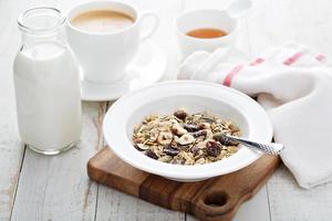 Muesli with nuts and dried fruits photo