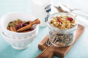 Homemade granola with quinoa and cranberry photo