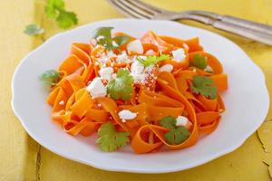 Carrot pasta salad with feta photo