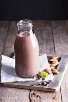 Homemade almond chocolate milk photo