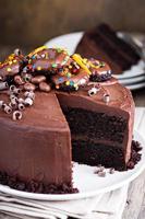 Dark chocolate cake with ganashe frosting photo