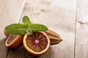 Blood oranges with fresh mint photo
