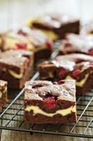 Cheesecake brownies with raspberry and cream cheese swirl photo