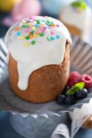 Traditional Easter yeasted cake with white glaze photo