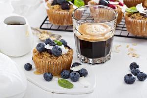 Oat muffin with coffee for breakfast photo