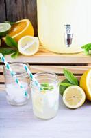 Homemade lemonade in mason jars photo