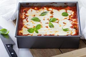 Spinach, ricotta and bacon lasagna photo