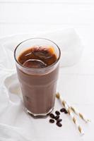 Iced coffee with chocolate almond milk photo
