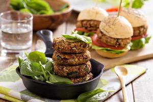 Vegan burgers with beans and vegetables photo