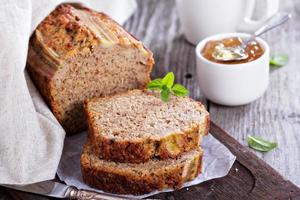 Banana bread on a cutting board photo