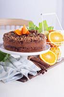 Coffee cake with oranges, nuts and chocolate photo