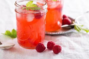Raspberry lemonade with ice photo