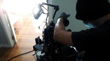 Behind the scenes of Videographer or photographer shooting video or movie production photo