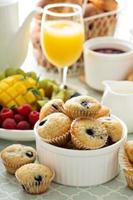 Fresh and bright continental breakfast table photo