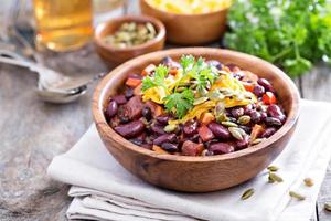 Vegetarian chili with red and black beans photo