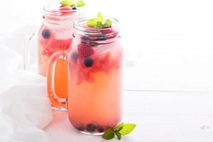 Watermelon lemonade with blueberries photo